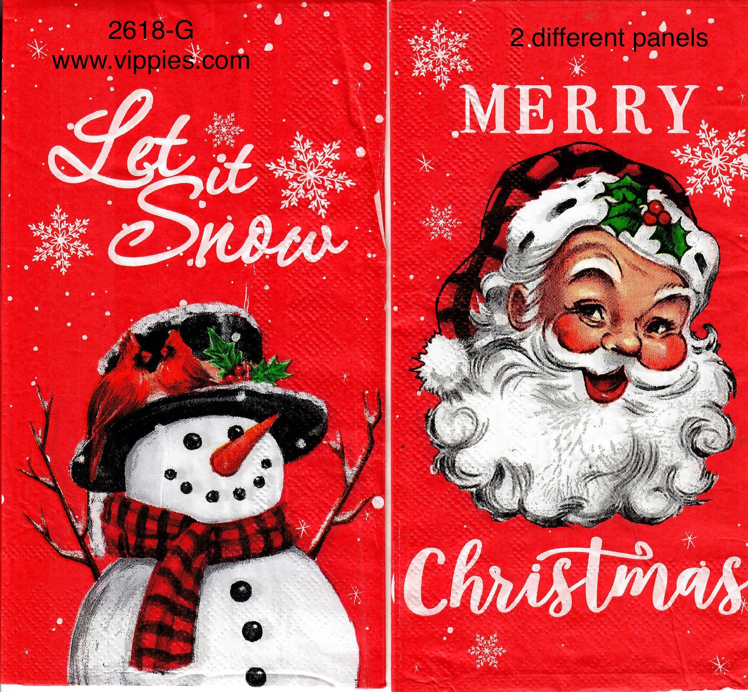 C-2618-G Red Santa Snowman Guest Napkin for Decoupage