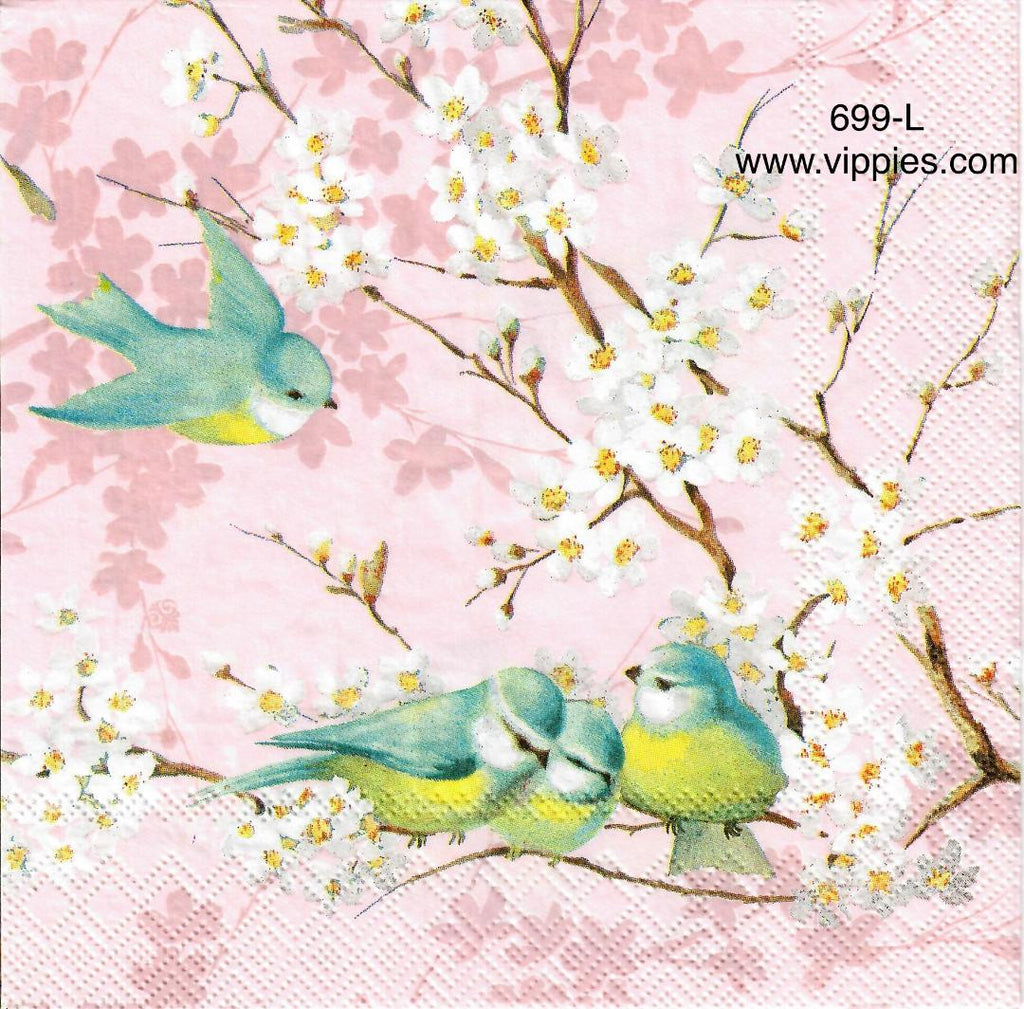 BB-699 Blue Birds on Pink Napkin for 