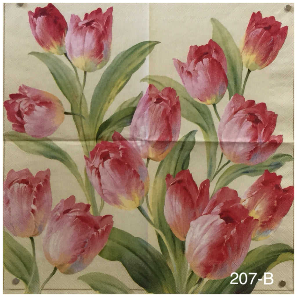 Download FL-207 Pretty Tulips Napkin for Decoupage - Vippies Designs