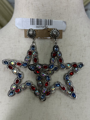 Red crystal  and blue star earrings - Felecia Bella