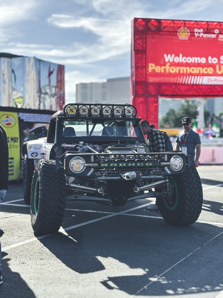 RTR Ultra 4 Bronco near the Shell Performance Unbound experience at SEMA 2023.