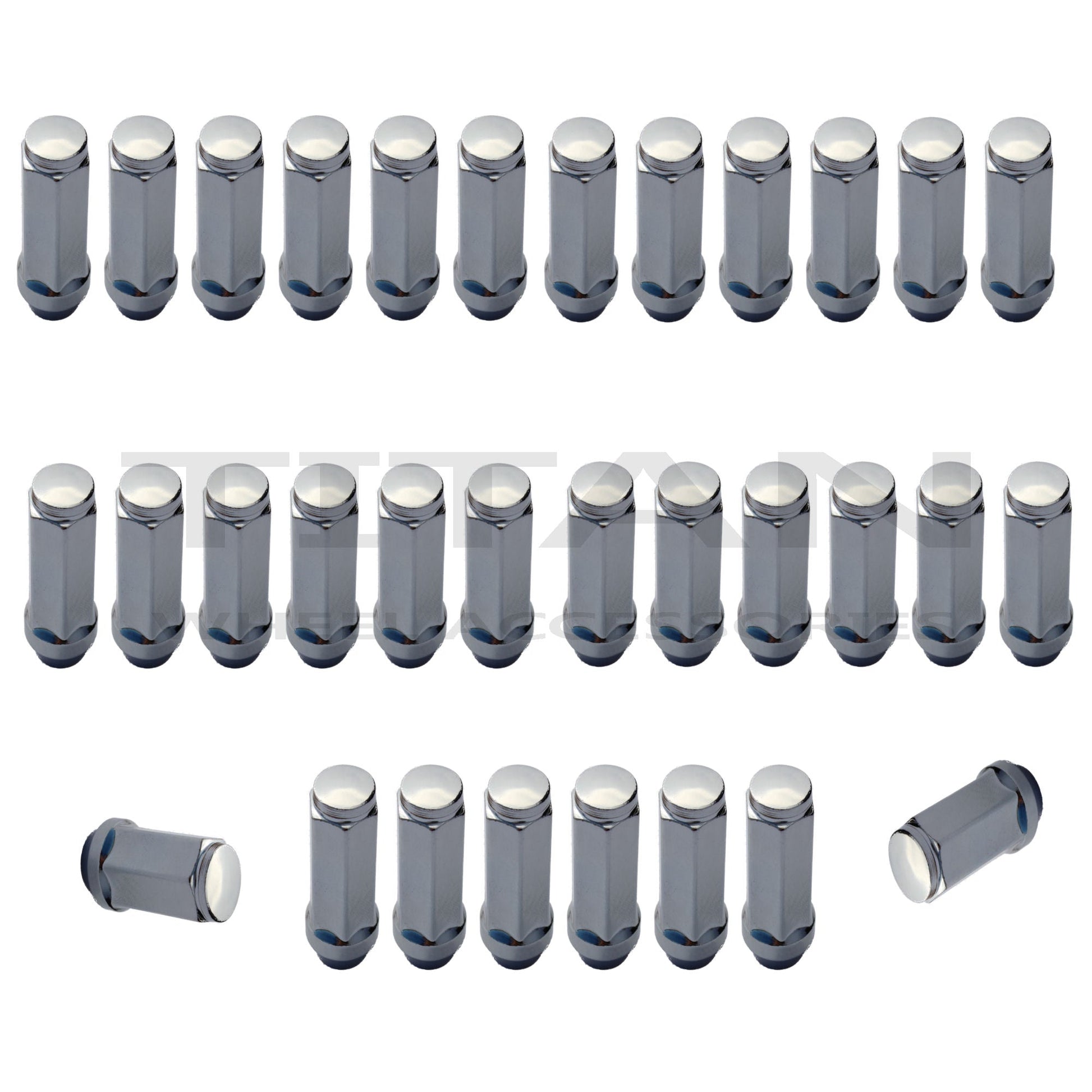 14 x 1.5" Bulge Acorn XL Lug Nuts | 3/4" Head | 1.65" Tall | Chrome Lug Nuts | Titan Wheel Accessories