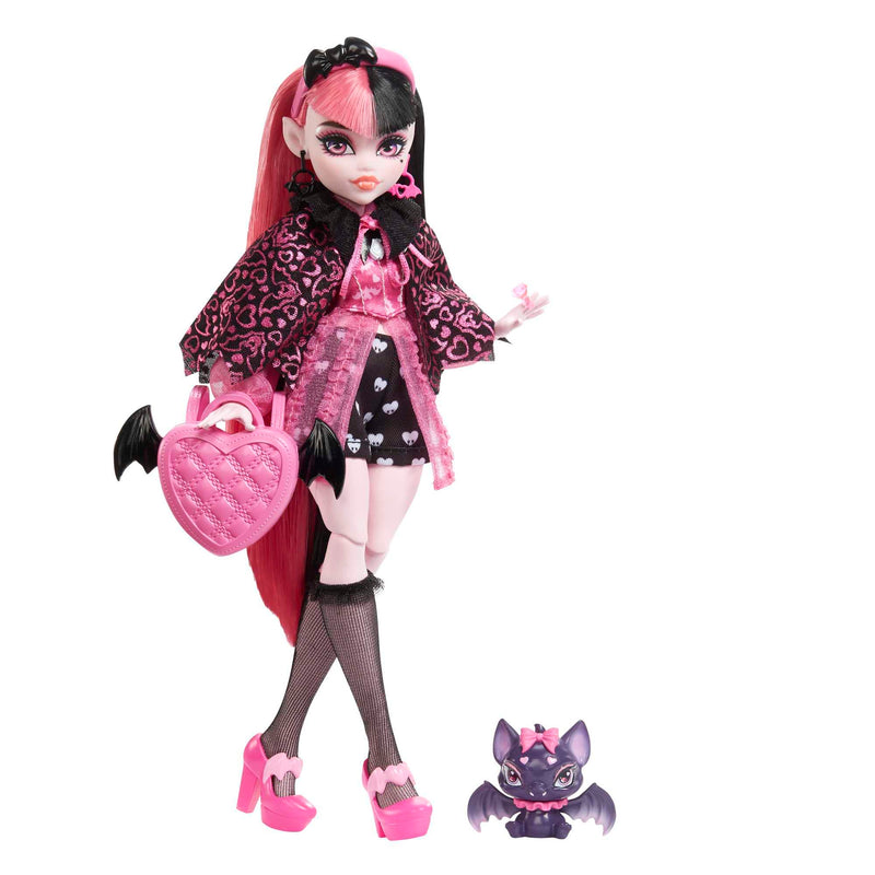 Monster High Doll, Draculaura with Accessories and Pet Bat, Posable Fashion Doll with Pink and Black Hair