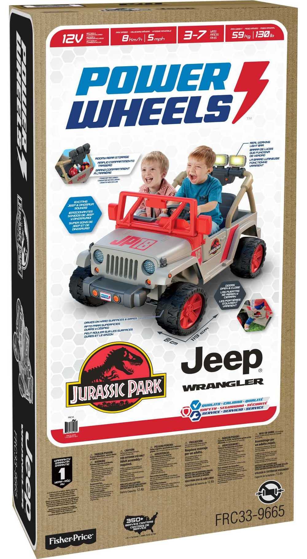 Fisher-Price Power Wheels Jurassic Park Jeep Wrangler Ride-On Vehicle –  Square Imports