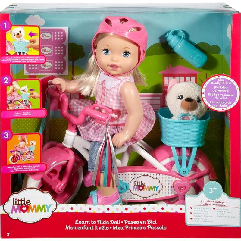 Little Mommy Learn To Ride Doll With Pink Training Bicycle Square Imports