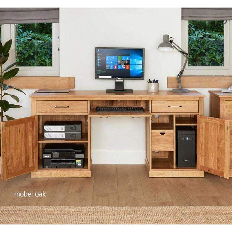 Mobel Oak Single Pedestal Computer Desk - Office Furniture Direct