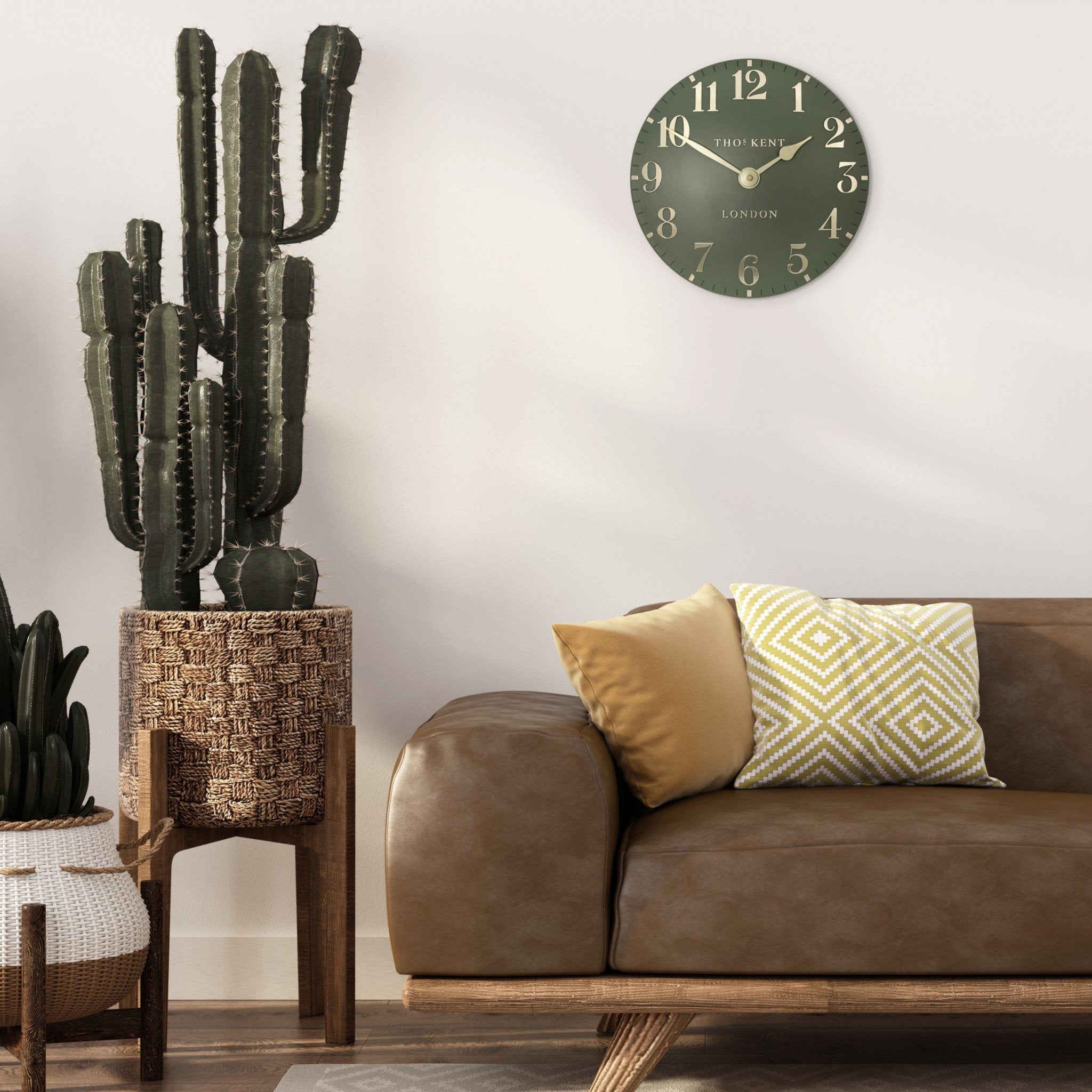 Thomas Kent Arabic Large Wall Clock Lichen Green – Beaumonde