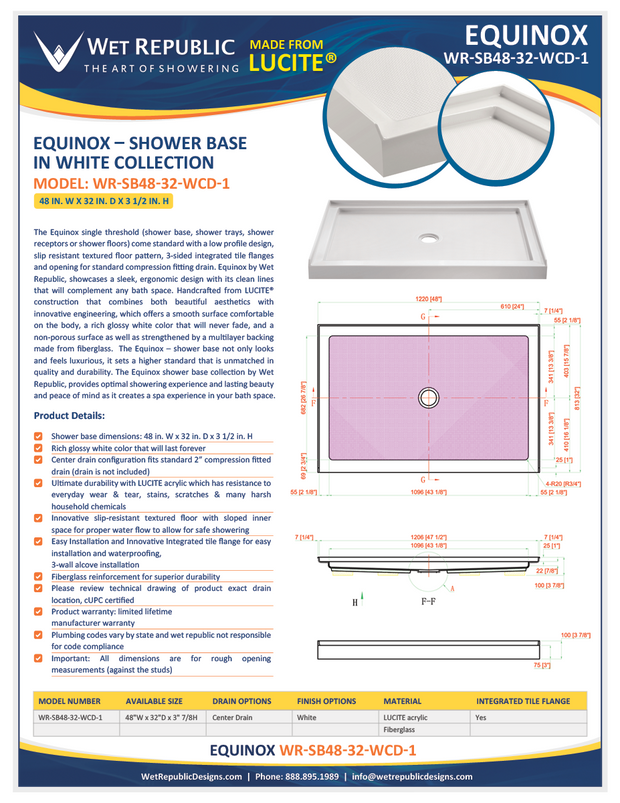 Wet Republic Equinox Wrsb4832wcd1 48 X 32 X 3 1 2 Shower Base Room To Rooms