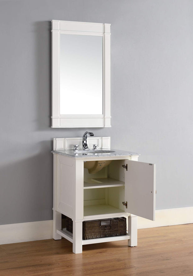 James Martin 800-V26-CWH-2CAR Madison 26 Inch Cottage White Single Vanity with 2cm Carrara White Stone Top