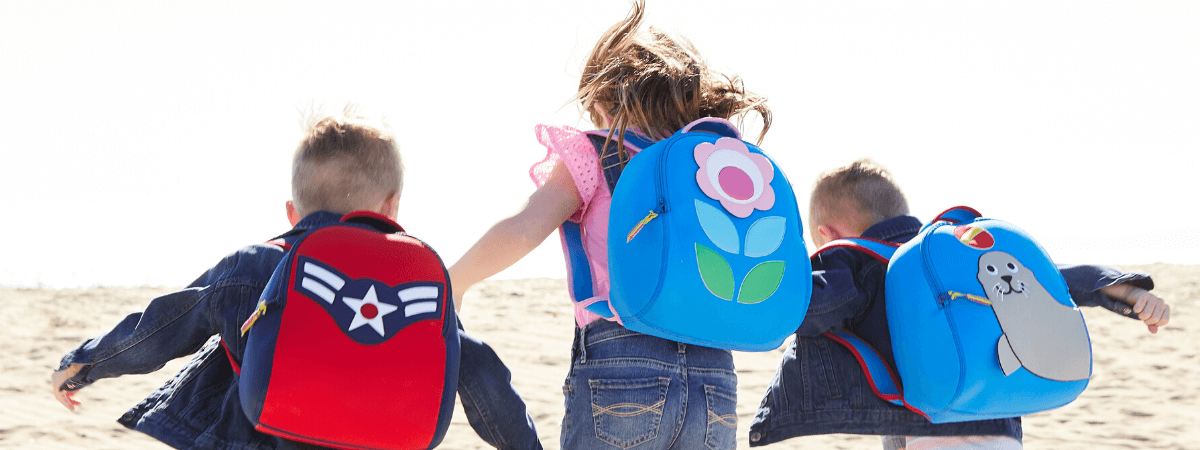 Dabbawalla Vintage Backpack, pink and blue Flower Backpack and Sea Lion Backpackk