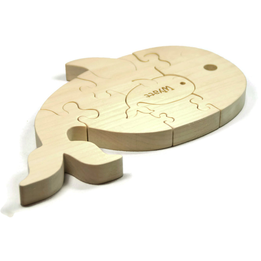 Wooden Animal Puzzle - Whale - Engraved for Personalized ...