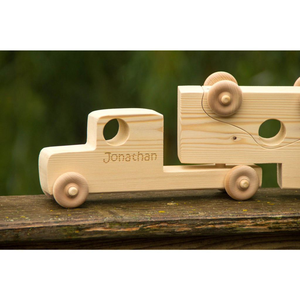 wooden cars and trucks