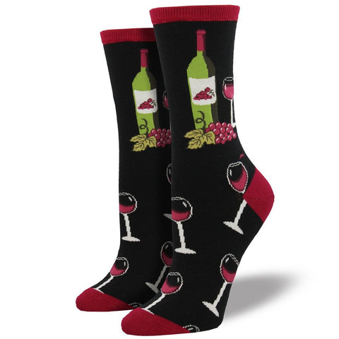 Women's Wine Scene Crew Socks Black