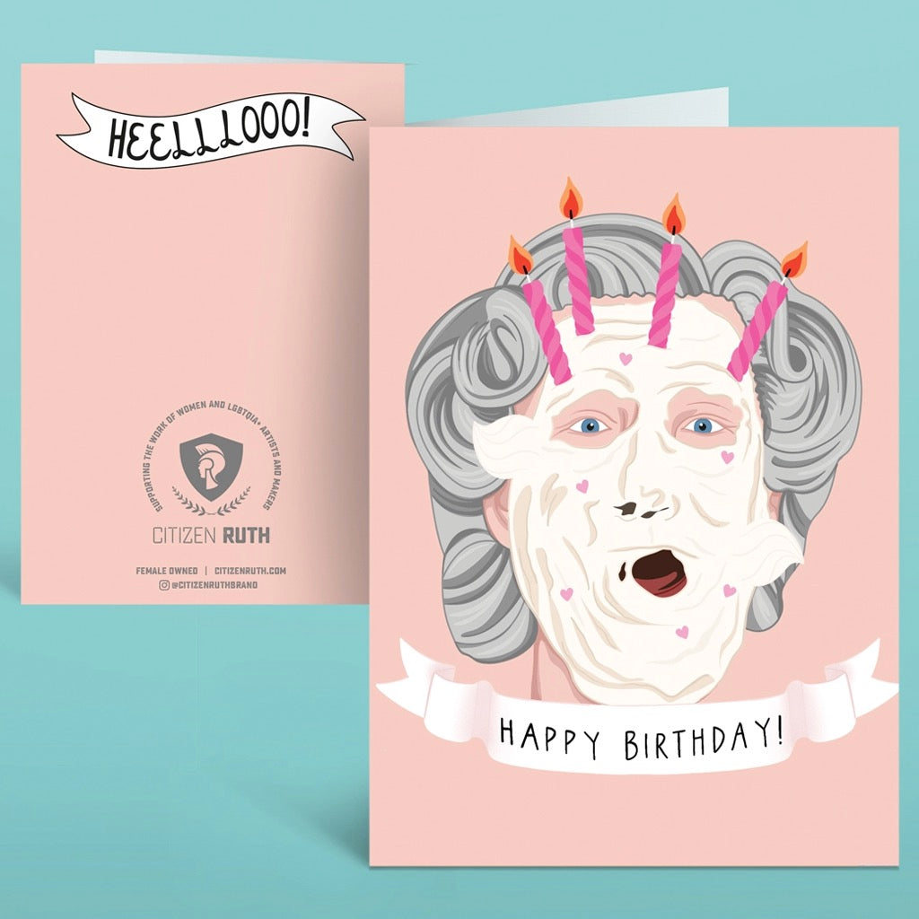 Mrs Doubtfire Cake Face Birthday Card Citizen Ruth Outer Layer