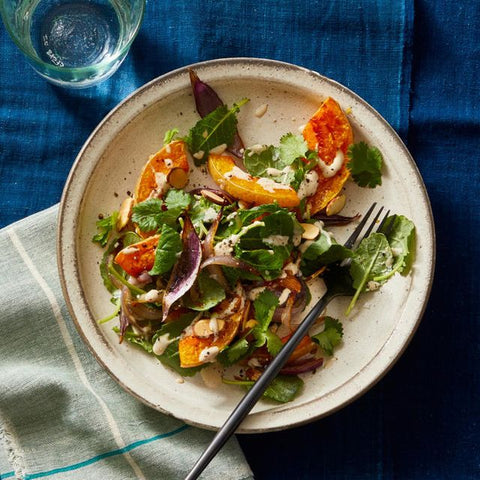 Roasted Butternut Squash Salad with Tahini Vinaigrette | 5 Low Cholesterol Recipes for the Holidays | Blog | Cerabeta