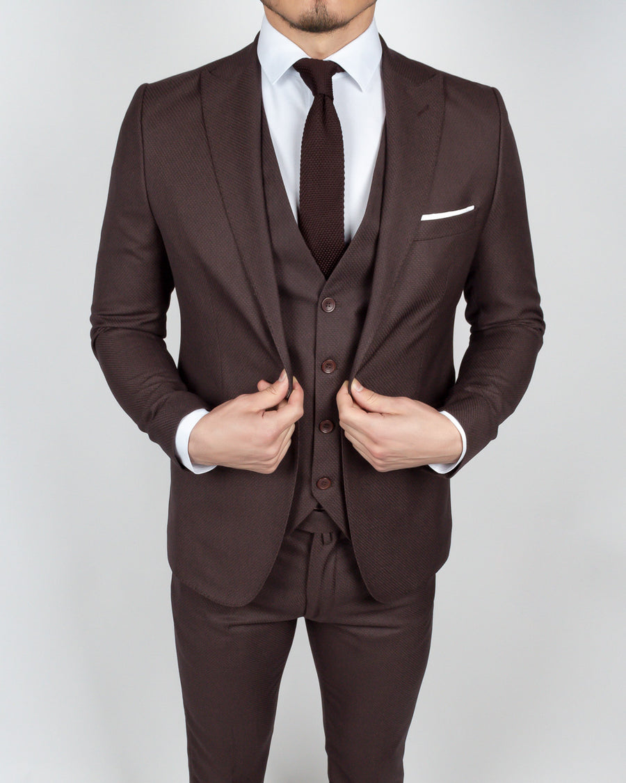Dark Brown 3 Piece Suit – Conquer Menswear