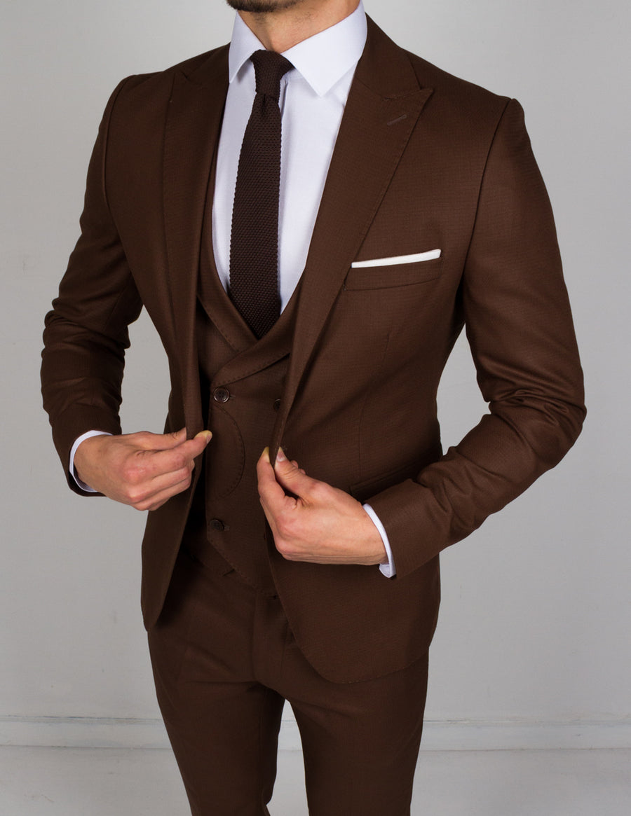 Dark Brown 3 Piece Suit Conquer Menswear