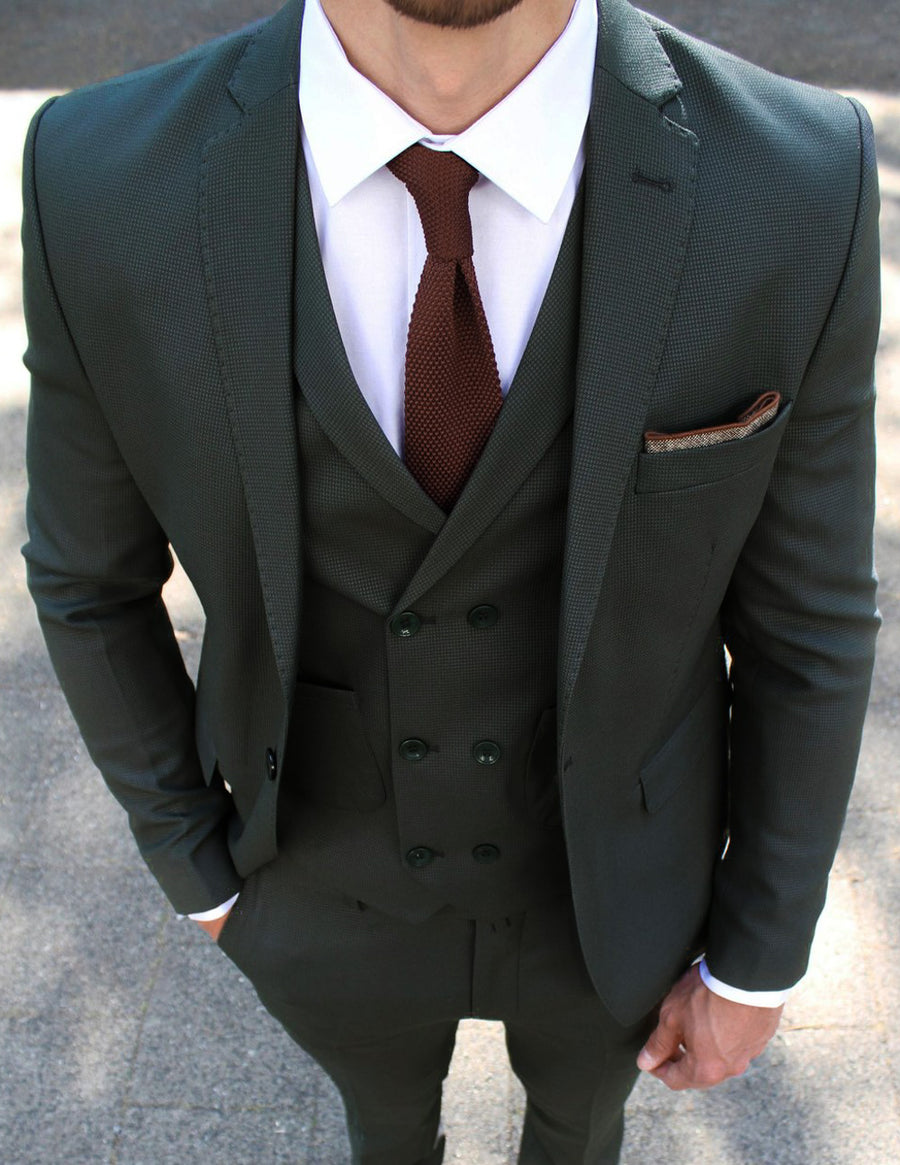 Dark Green 3 Piece Suit Conquer Menswear