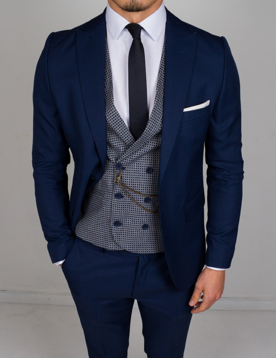 Marine Blue 3 Piece Suit – Conquer Menswear