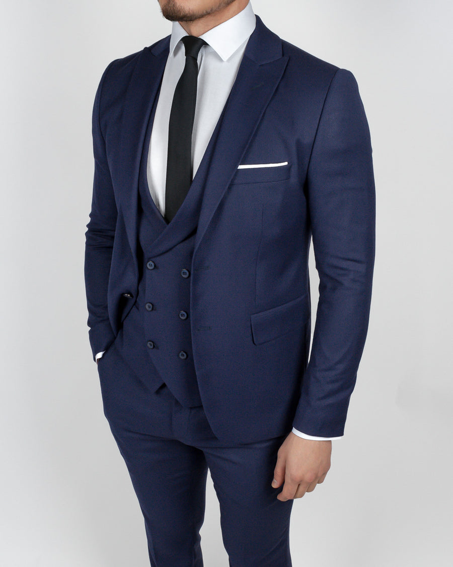 Navy 3 Piece Suit – Conquer Menswear