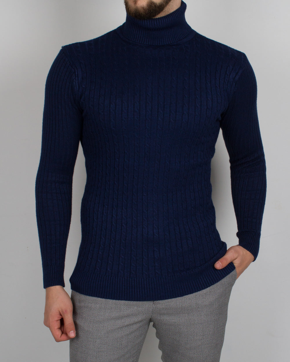 Navy Braided Turtleneck – Conquer Menswear