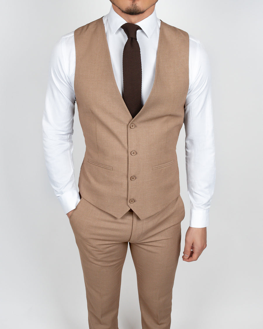 mens tan 3 piece suit