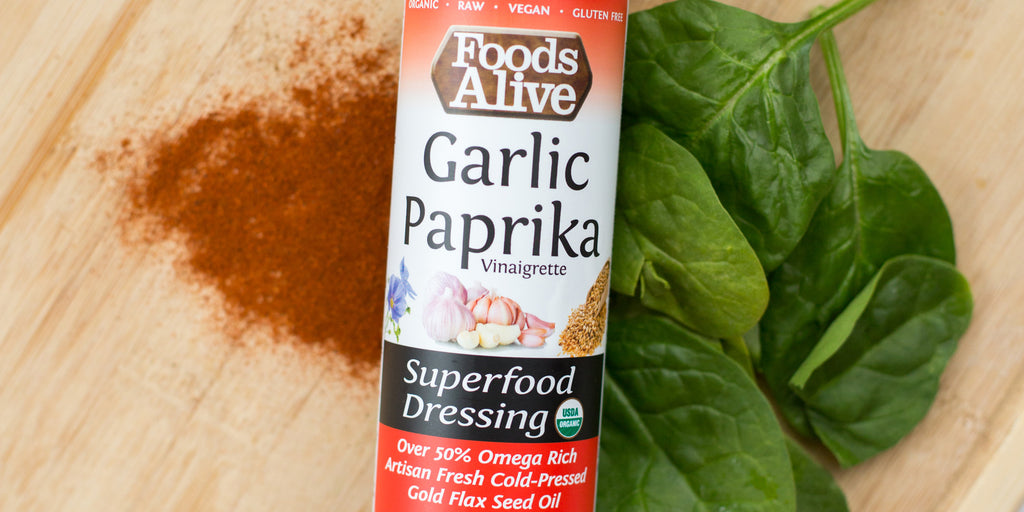 Organic Garlic Paprika Salad Dressing | Artisan Cold Pressed Golden Flax Oil | Raw, Vegan, Kosher | Foods Alive
