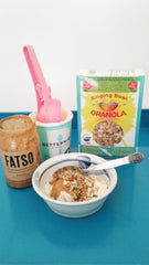 Singing Bowl Granola served with Fatso Peanut Butter and Betterwith Ice Cream.