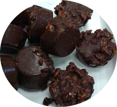 Dark chocolate, peanut butter and Singing Bowl NO GRAIN Granola clusters