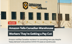 Headline: Amazon tells Canadian Warehouse Workers They're Getting a Paycut