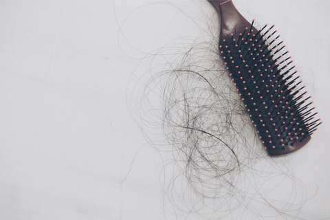 hair brush with black hair in it