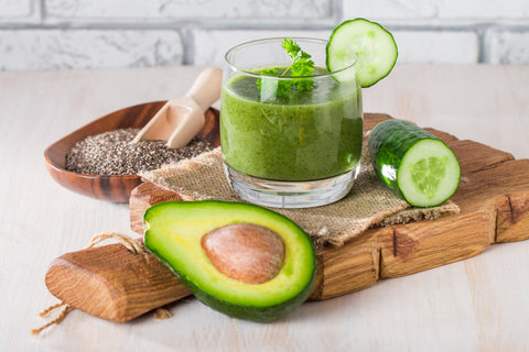 avocado, celery, cucumber and chia help with bloating