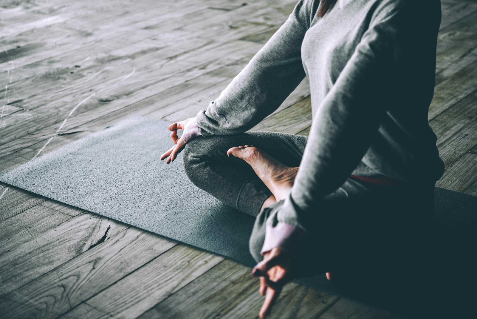 woman doing yoga or meditating