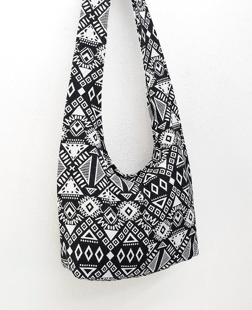 black and white sling bag