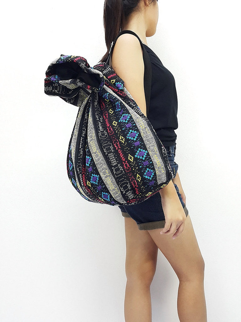 Woven Cotton Bag Single straps Backpack Hobo Boho bag Shoulder School