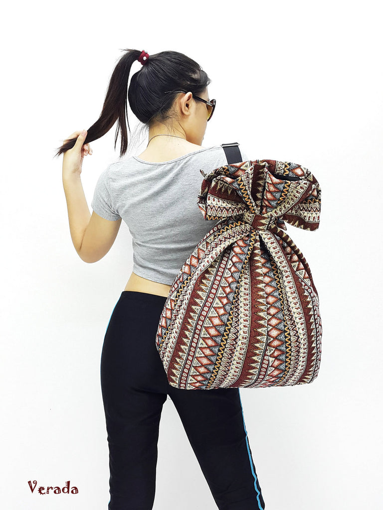 Woven Cotton Bag Single straps backpack Hobo Boho bag Shoulder Bag Bro