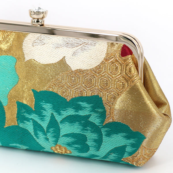 Camellia Clutch Purse in Fuchsia, Gold and Turquoise | Upcycled from ...