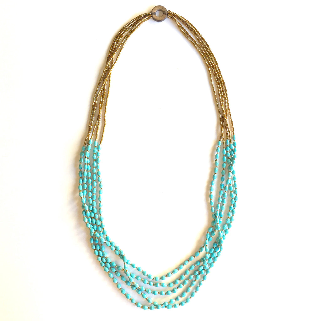 Maasai Five Strand Recycled Paper Bead Necklace – KANZI®