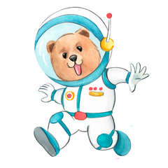 cartoon illustration of a quokka dressed as an astronaut