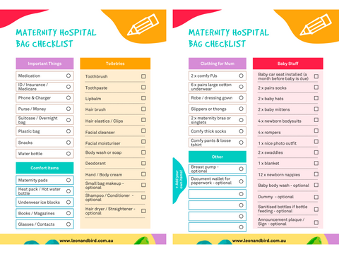printable hospital checklist melbourne