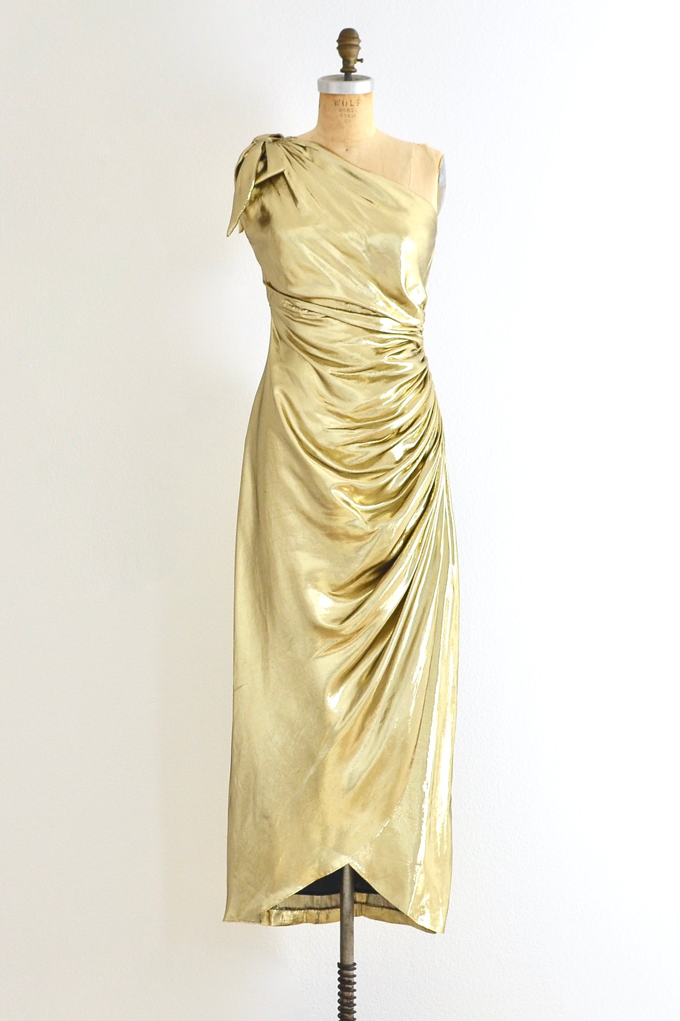 gold lame cocktail dress