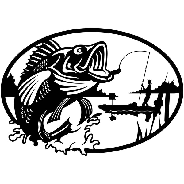 Download Fishing and Fisher Man Scene Oval-DXF File cut ready for CNC machines-dxfforcnc.com - DXFforCNC.com