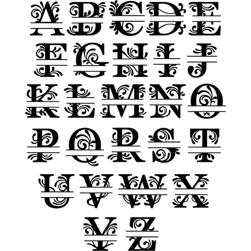 Decorative 1-DXF Files | Letters in Split Regal Font CNC Cutting Design ...