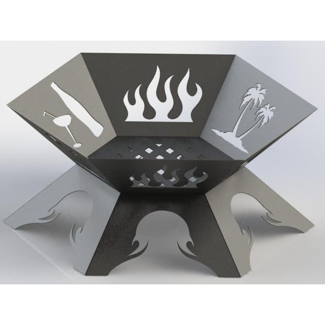 Trendy Hexagon Fire Pit DXF for CNC | Trees and Juice Bottles Design ...