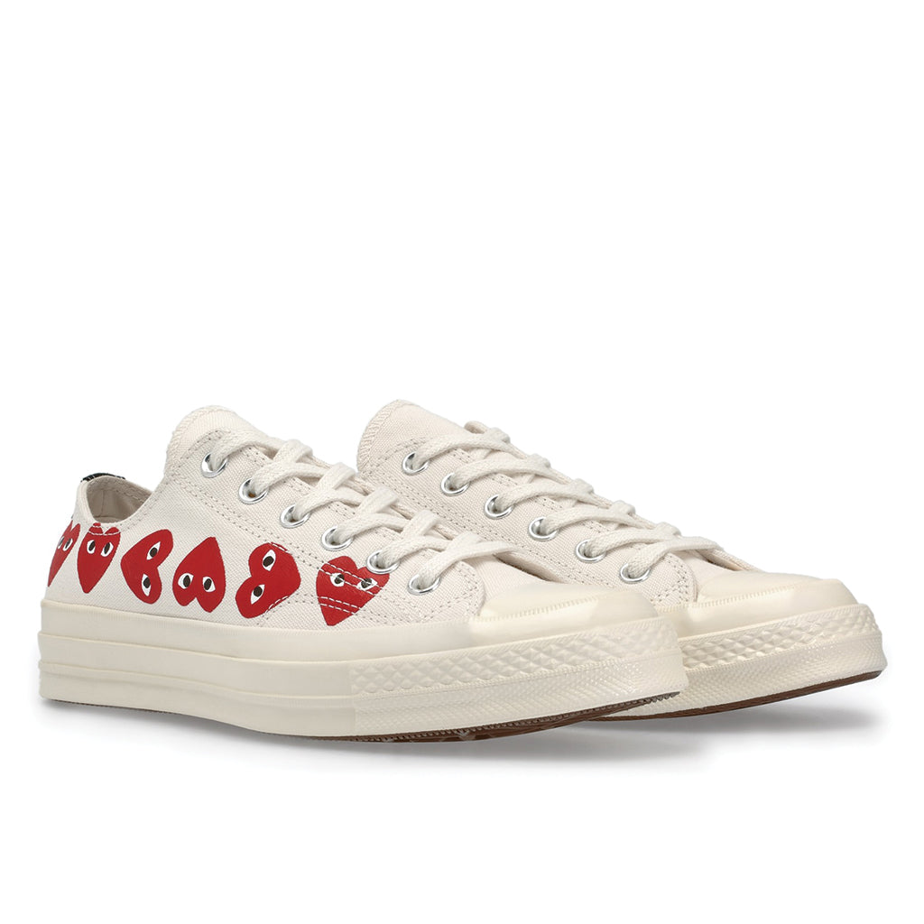 cdg play converse low white