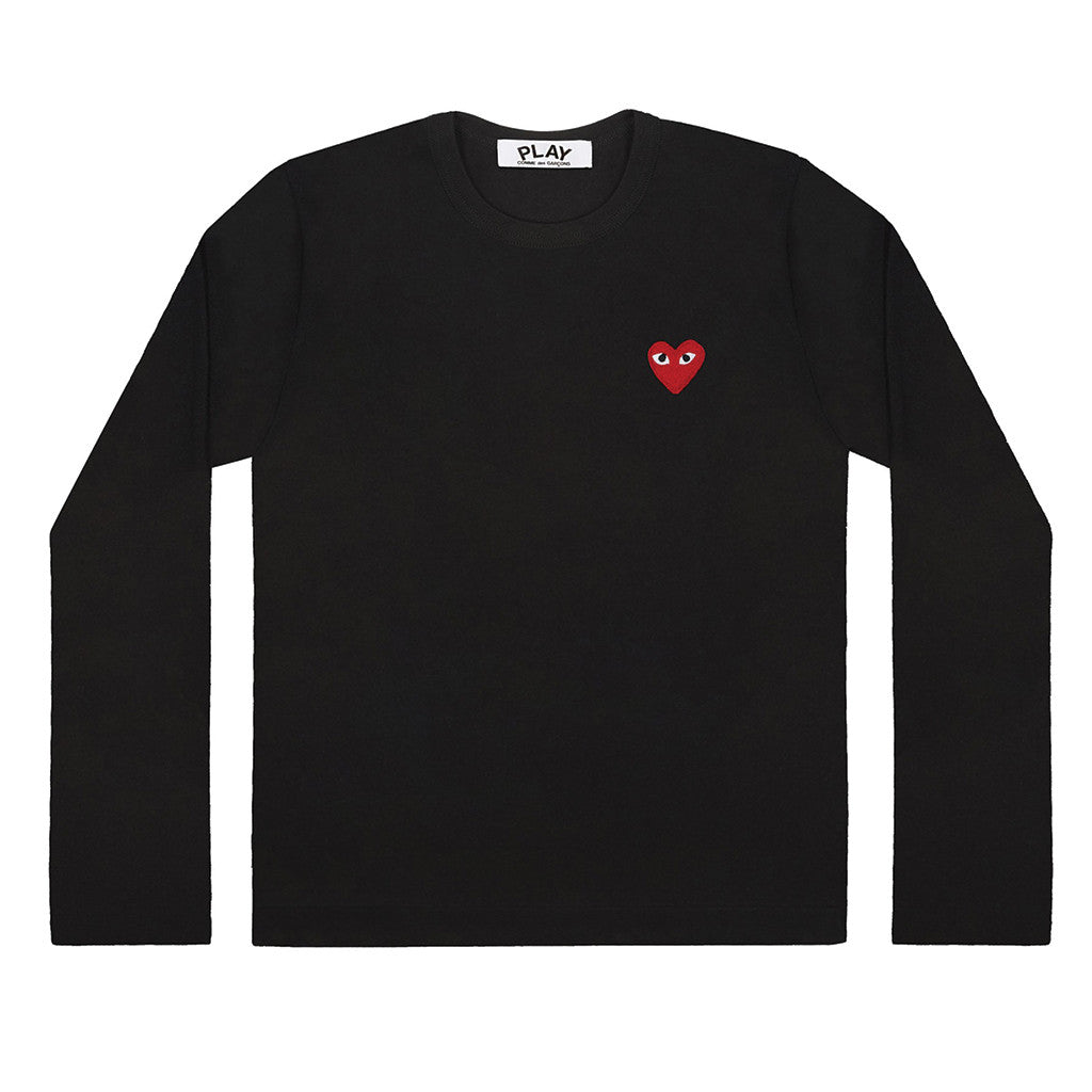 comme des garcons black shirt with red heart