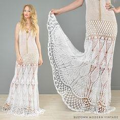 white crochet wedding dress