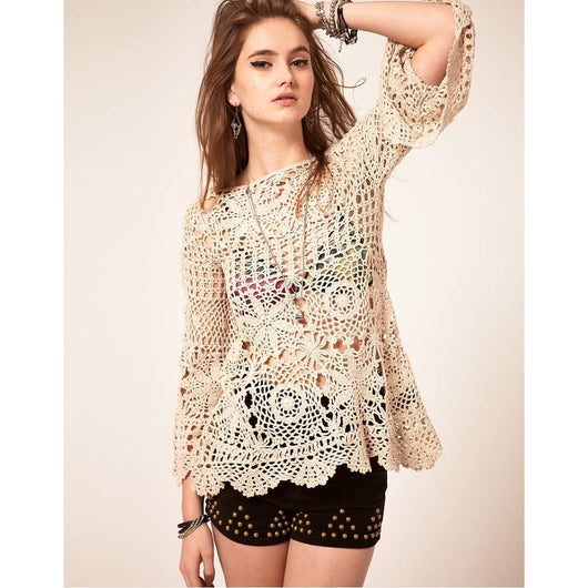 Handmade crochet cute summer women crochet blouse, boho style - MADE TO ...