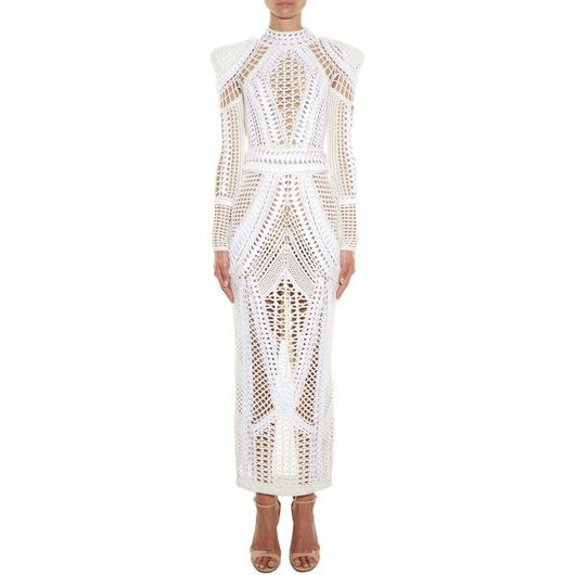 White Crochet Maxi Dress Crochet Clothes 3722