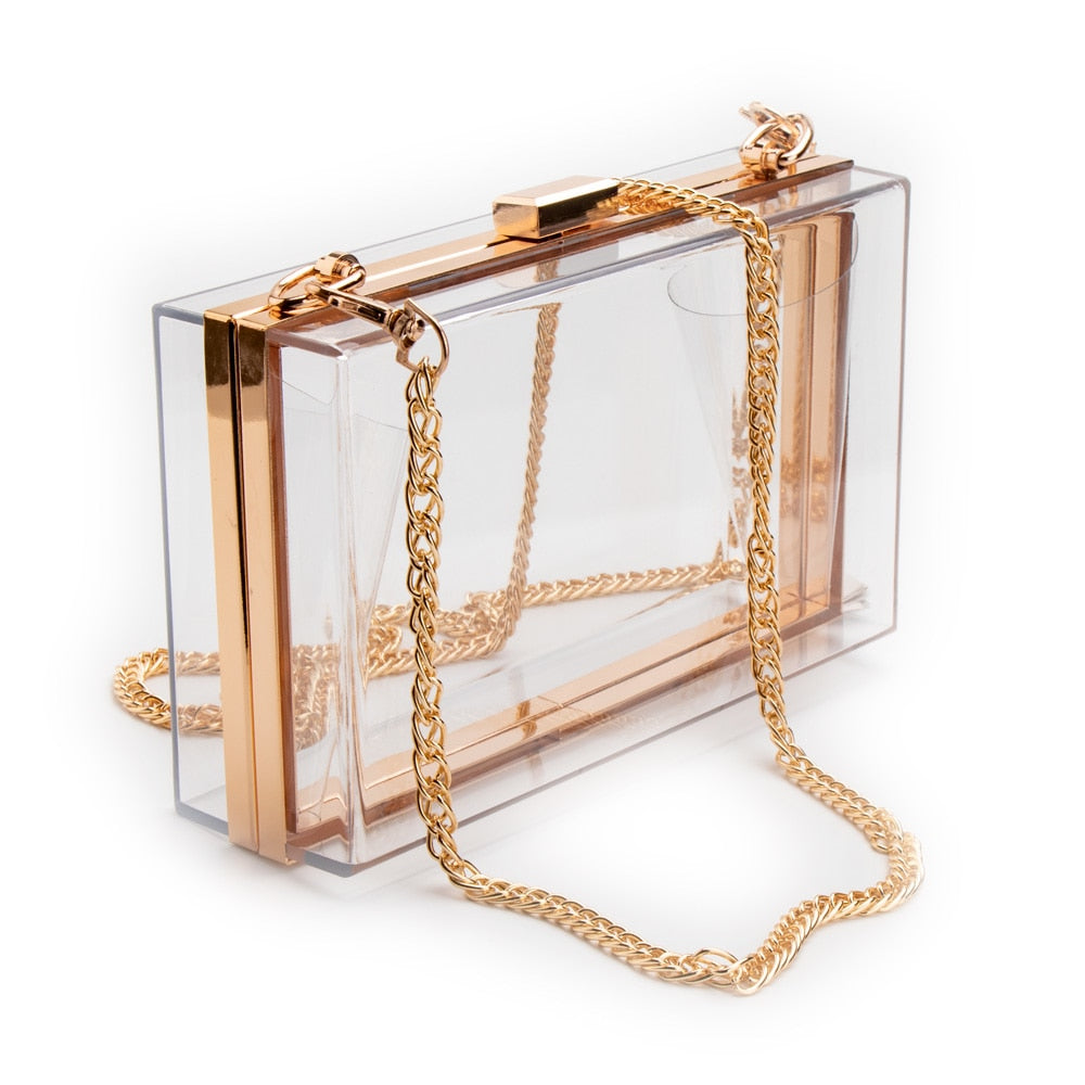 clear box clutch purse